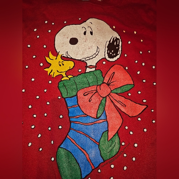 VINTAGE Snoopy and Woodstock Chriatmas Crewneck Sweater - Picture 4 of 11